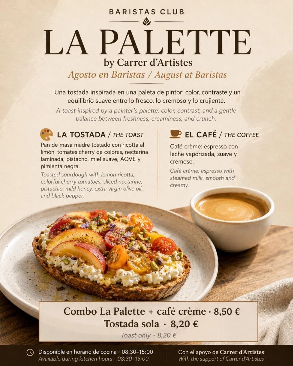 Cartel explicativo de Baristas x Carrer d’Artistes con los detalles de La Palette.
