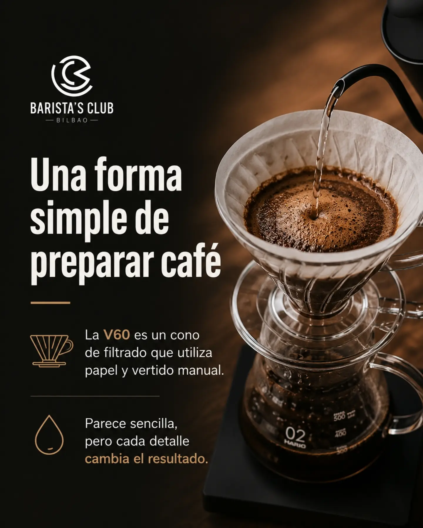 Creatividad de Café y Educación dedicada a la V60 y al vertido manual.